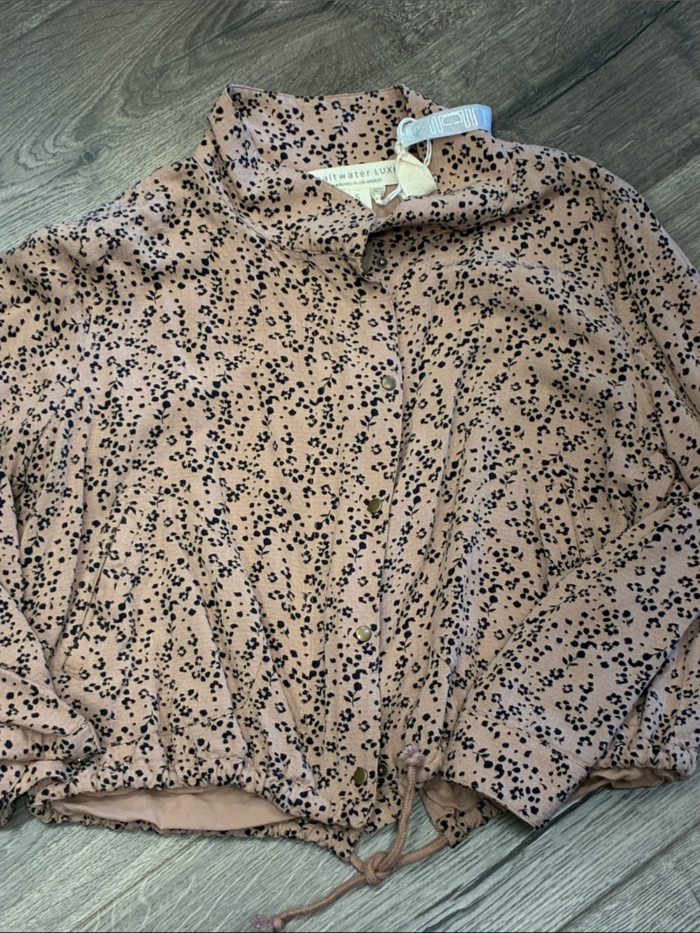 saltwater LUXE Blush Pink Button-Front Printed Shirt Jacket